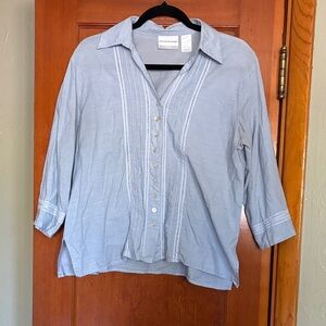 Alfred Dunner Sky Blue Petite Blouse